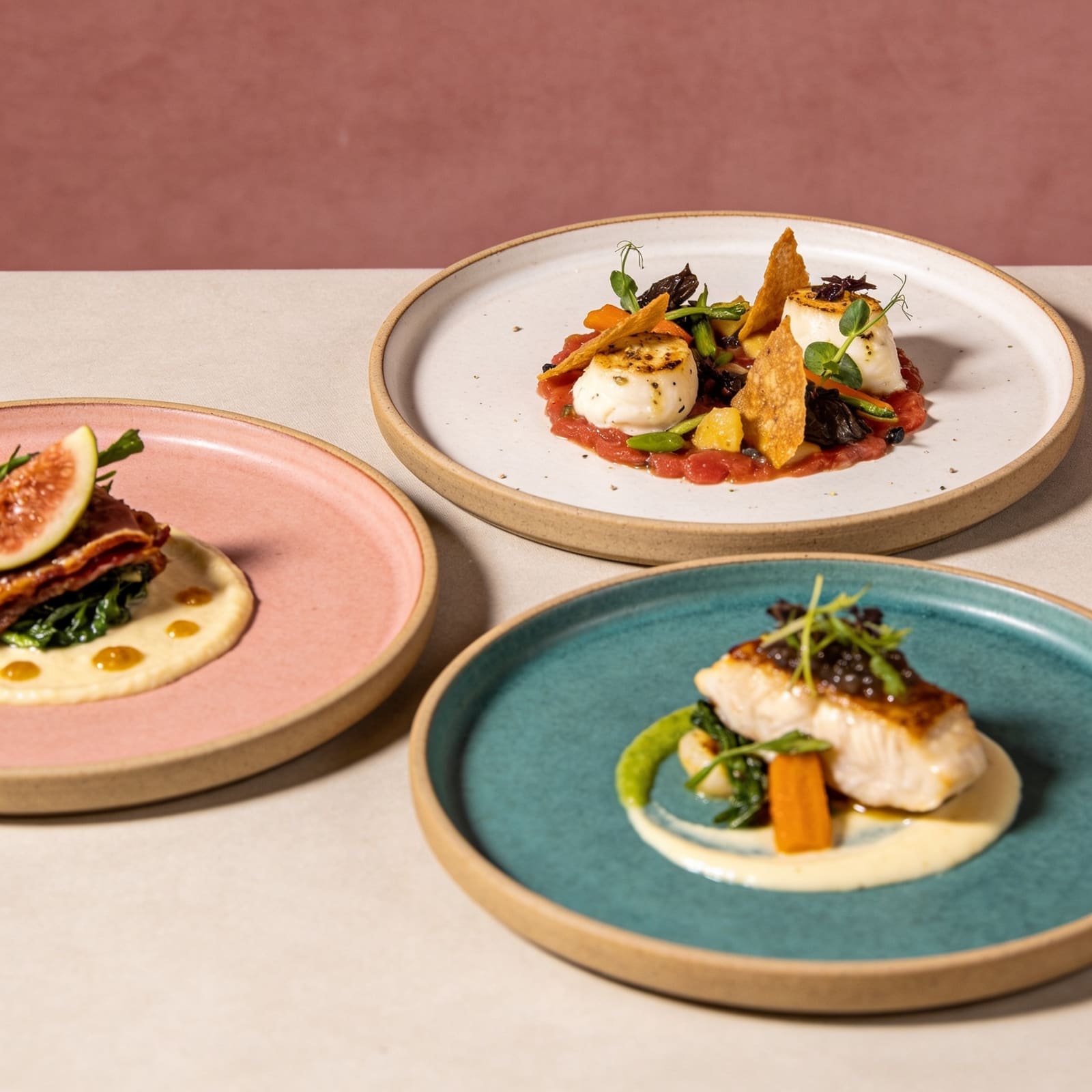 Piatti del menu degustazione stagionale di Asbovar